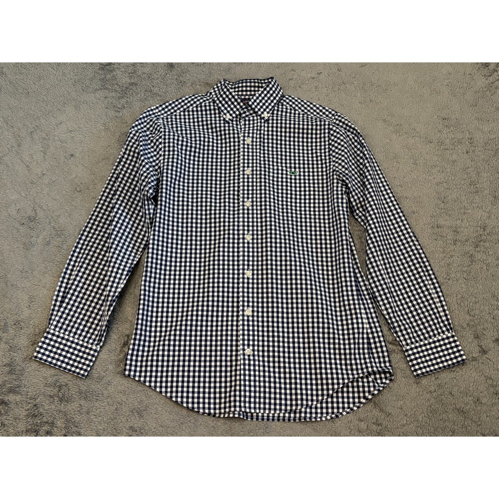 Vineyard Vines Shirt Men's Small Slim Fit Tucker Blue Gingham Check Preppy